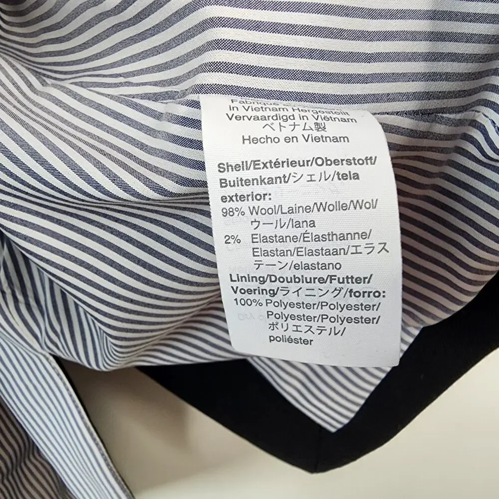 J. Crew Parke Blazer in Wool Flannel Black One Button‎ Business Jacket Size 4